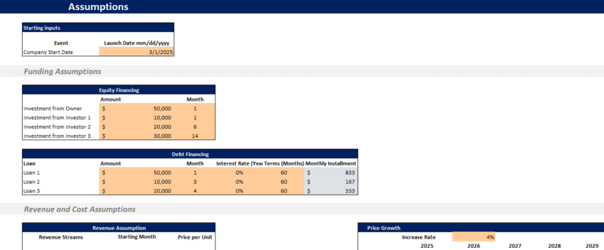 Poultry Farm Financial Model - Input Sheet