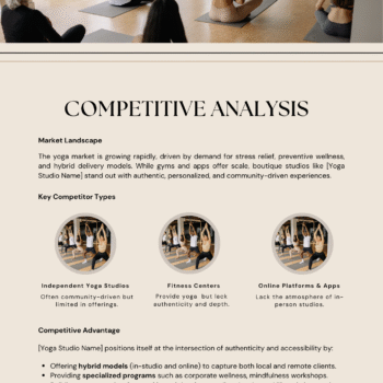 Yoga Studio Business Plan Template - Competitor Analysis