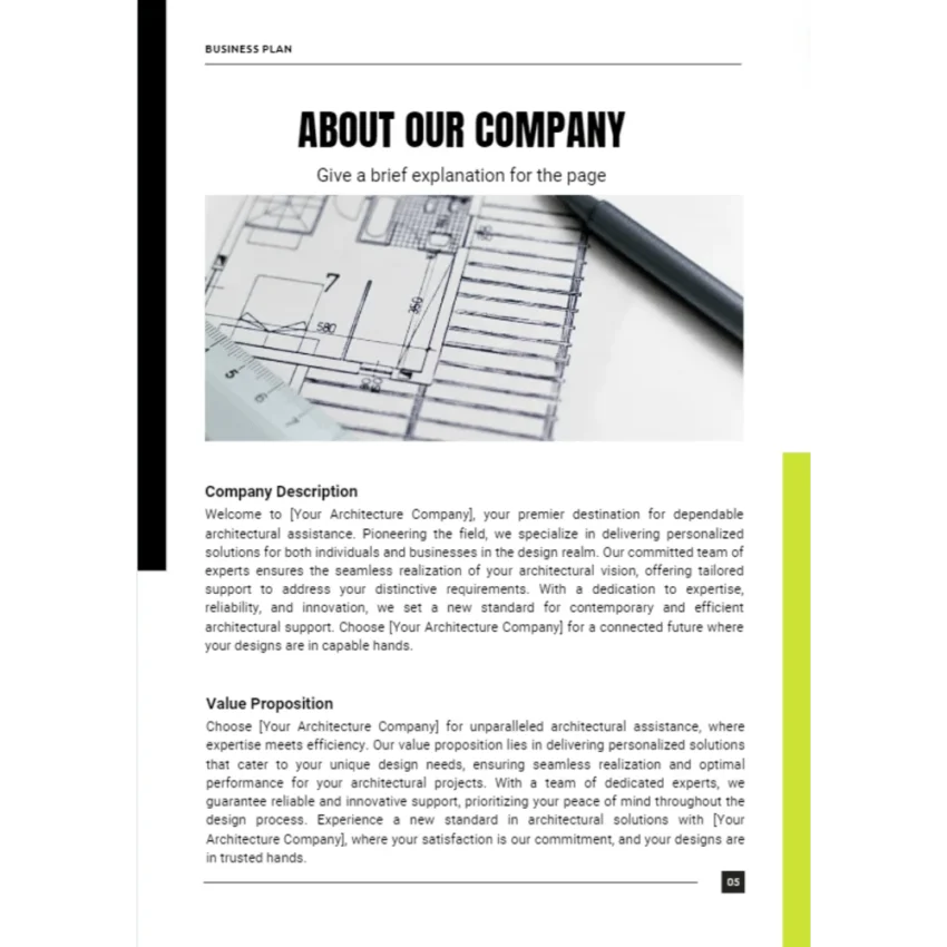 Architecture Business Plan - About Our Company