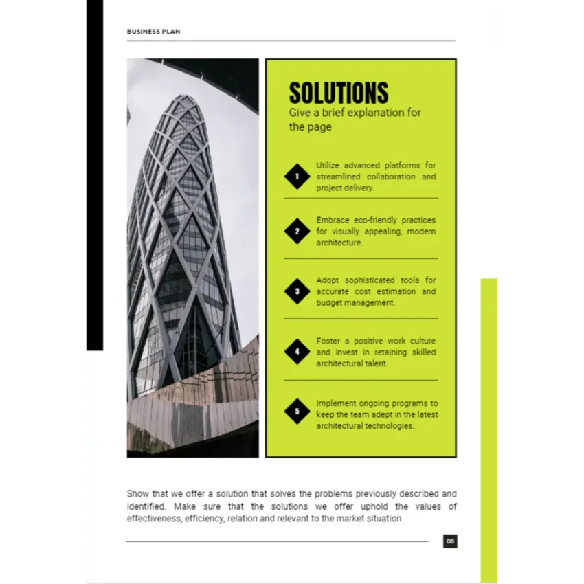 Architecture Business Plan - Solutions