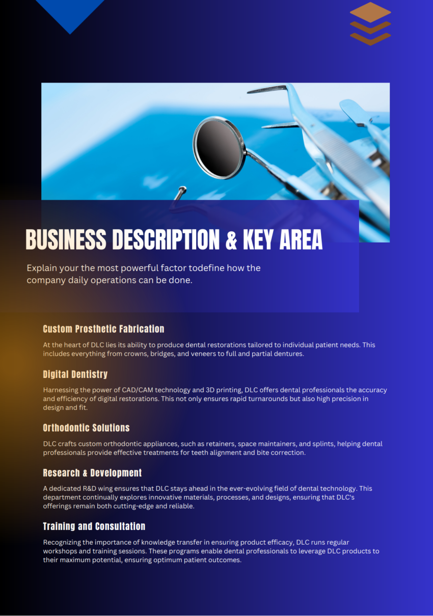 Dental Laboratory Business Plan Template-Business Description and Key area