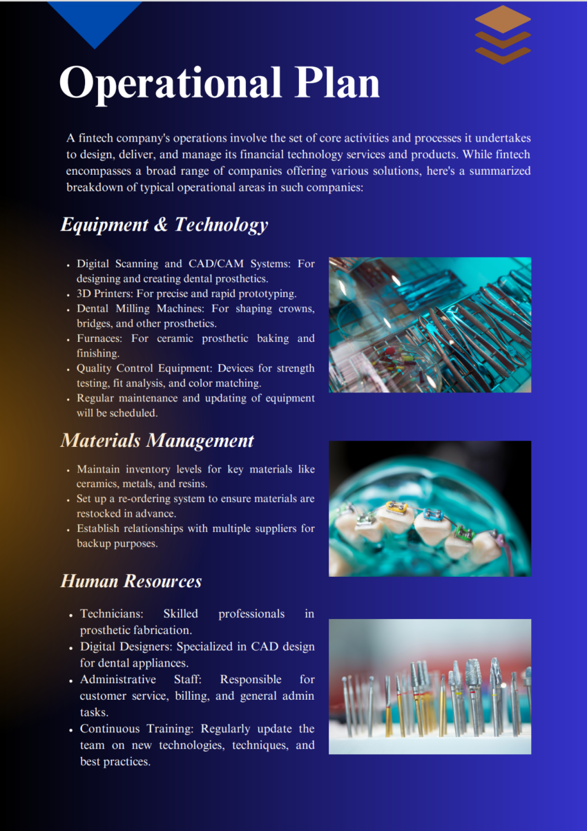 Dental Laboratory Business Plan Template-Operational Plan