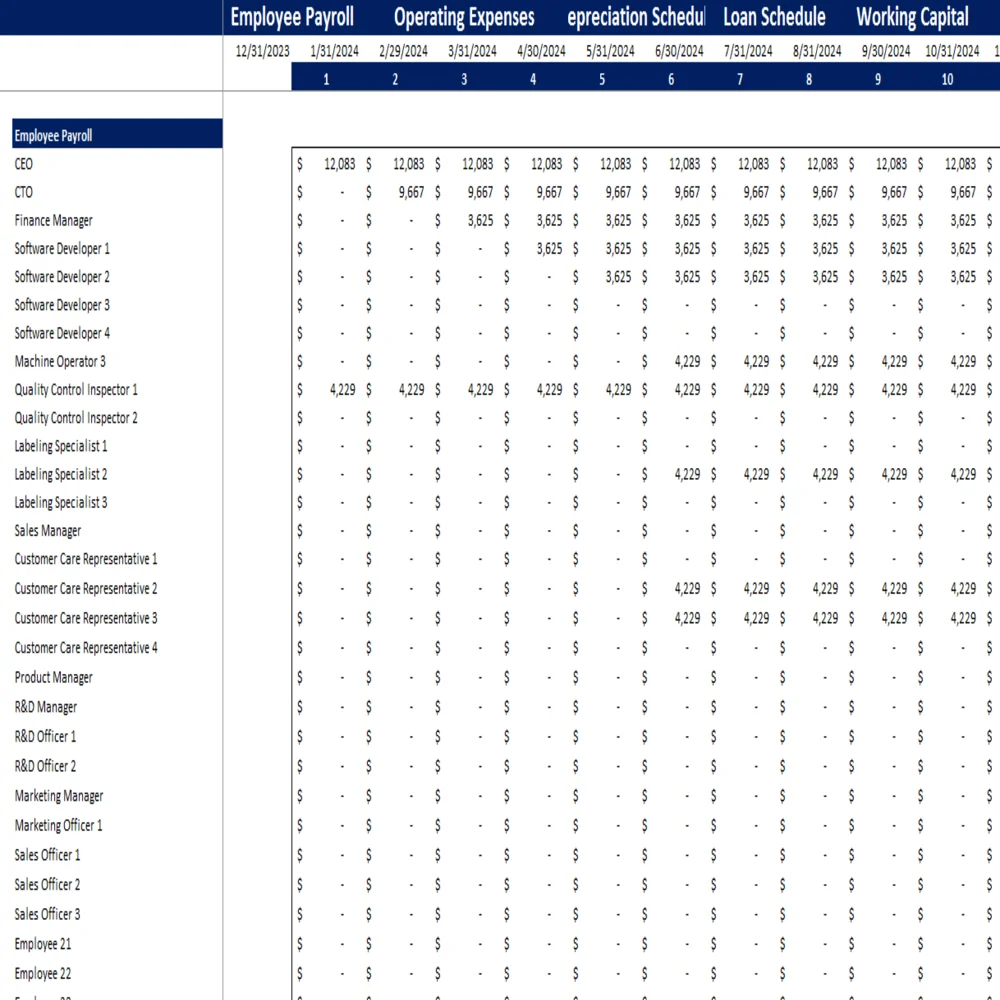 Movie Theatre Excel Financial Model - Working Sheet
