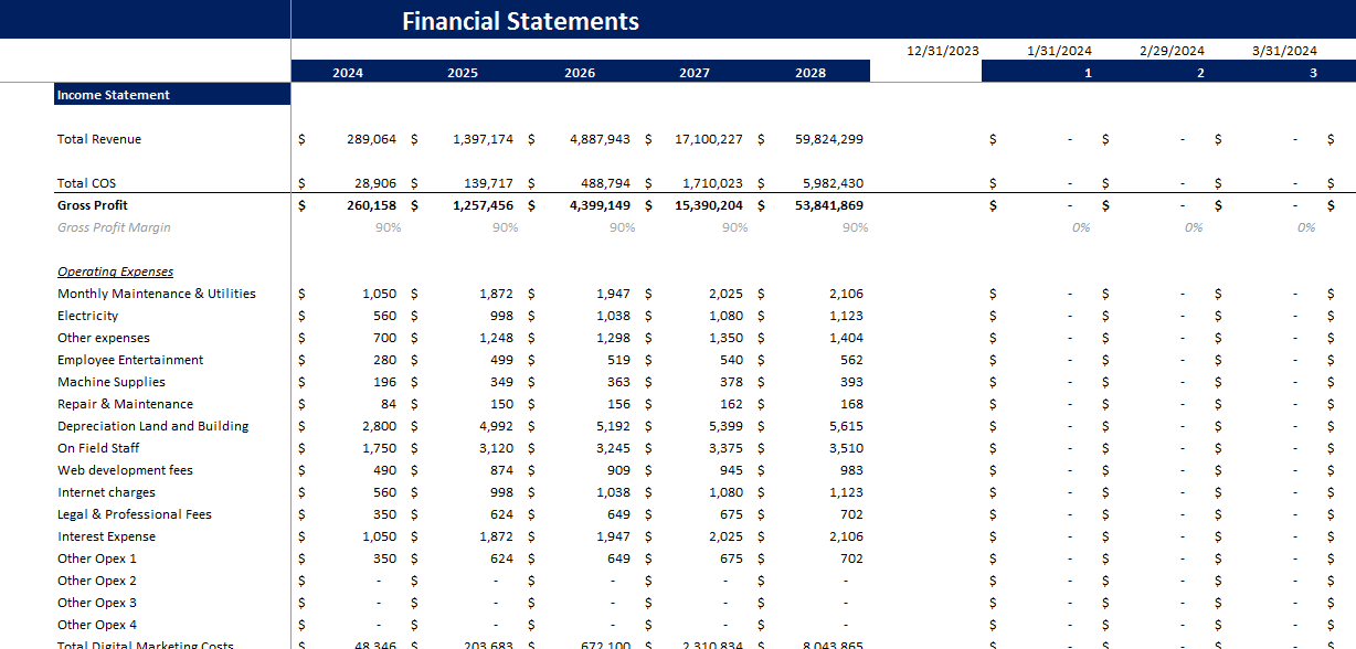 Book-keeping-Agency-Financial-Model-Income Statement