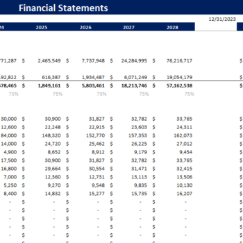 Circus Financial Model-Income Statement