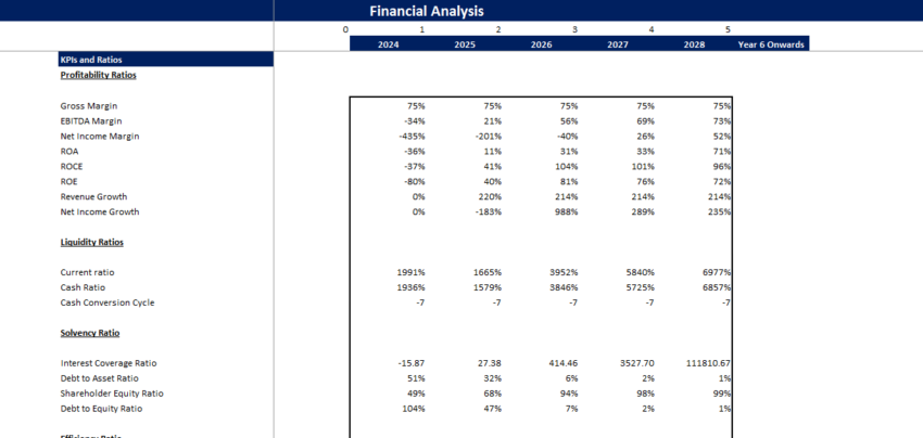 Circus Financial Model-KPIs and Ratios