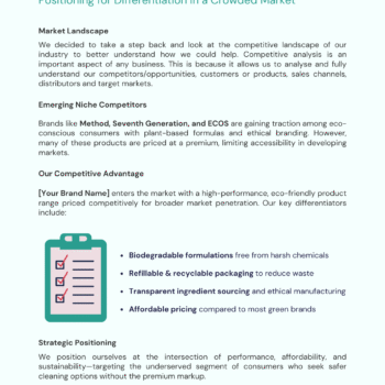 Cleaning Products Business Plan Template - Competitive Analysis