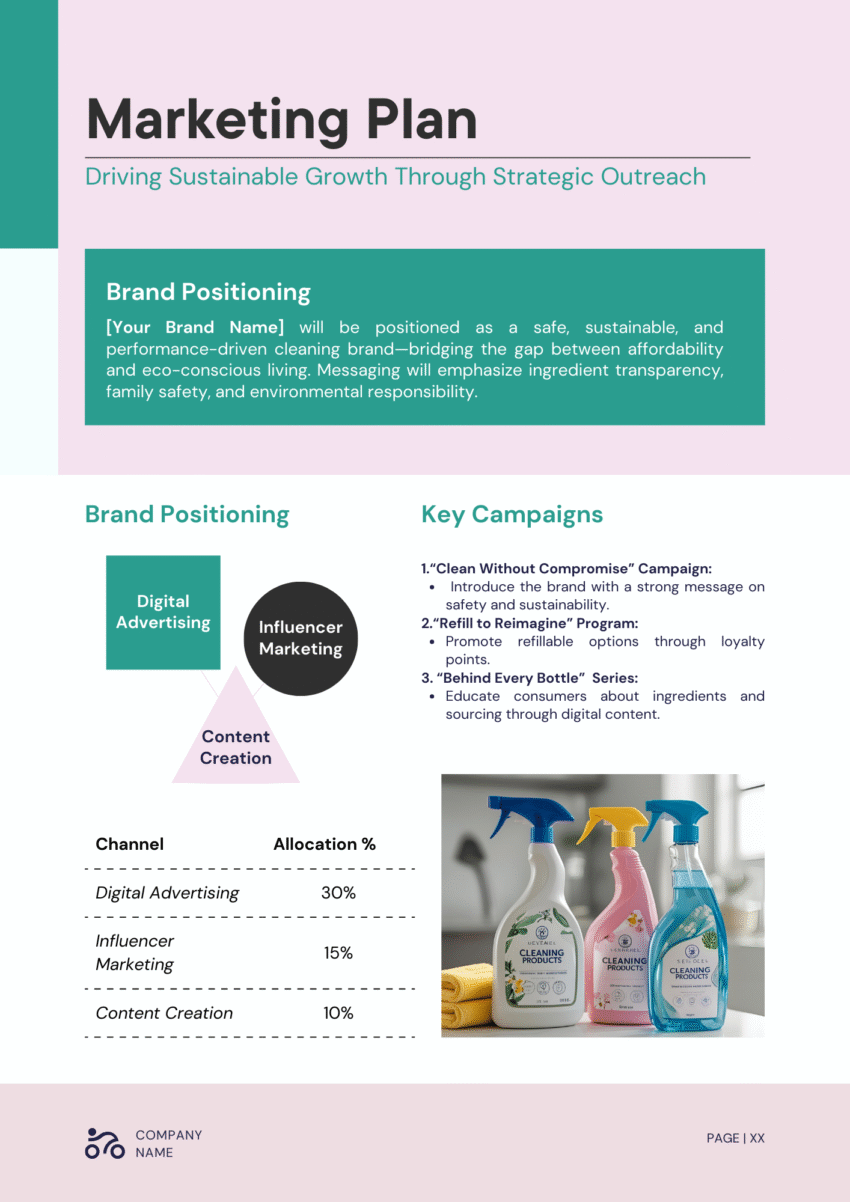Cleaning Products Business Plan Template - Marketing Plan