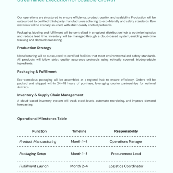 Cleaning Products Business Plan Template - Operational Plan