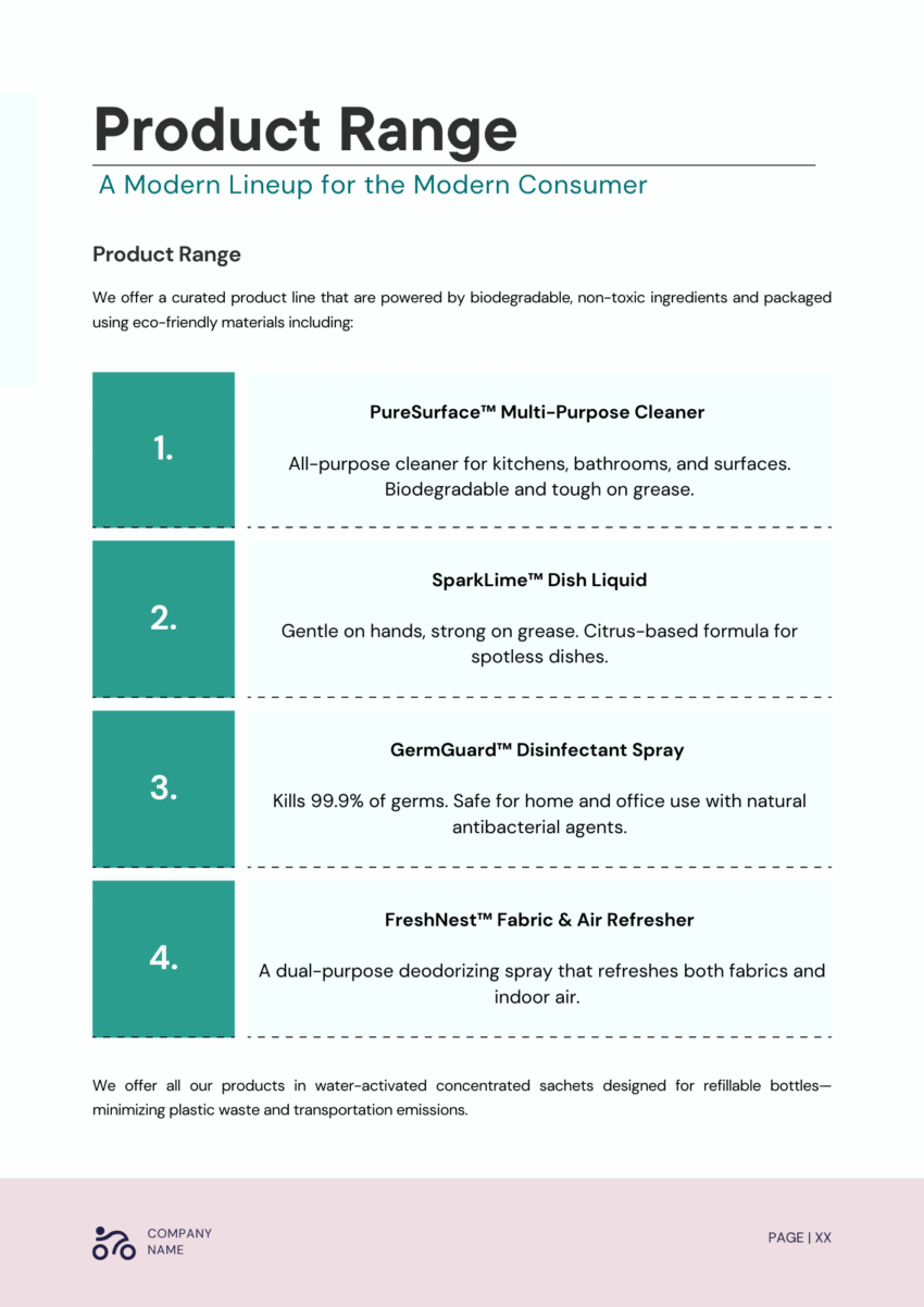 Cleaning Products Business Plan Template - Product