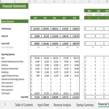 Gym Excel Financial Model - Income Statement