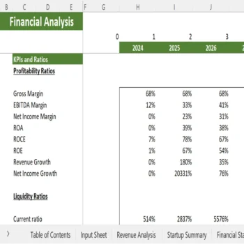 Gym Excel Financial Model - KPIs and Ratios