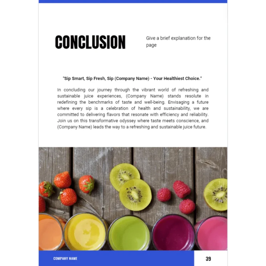 Juice Bar Business Plan - Conclusion
