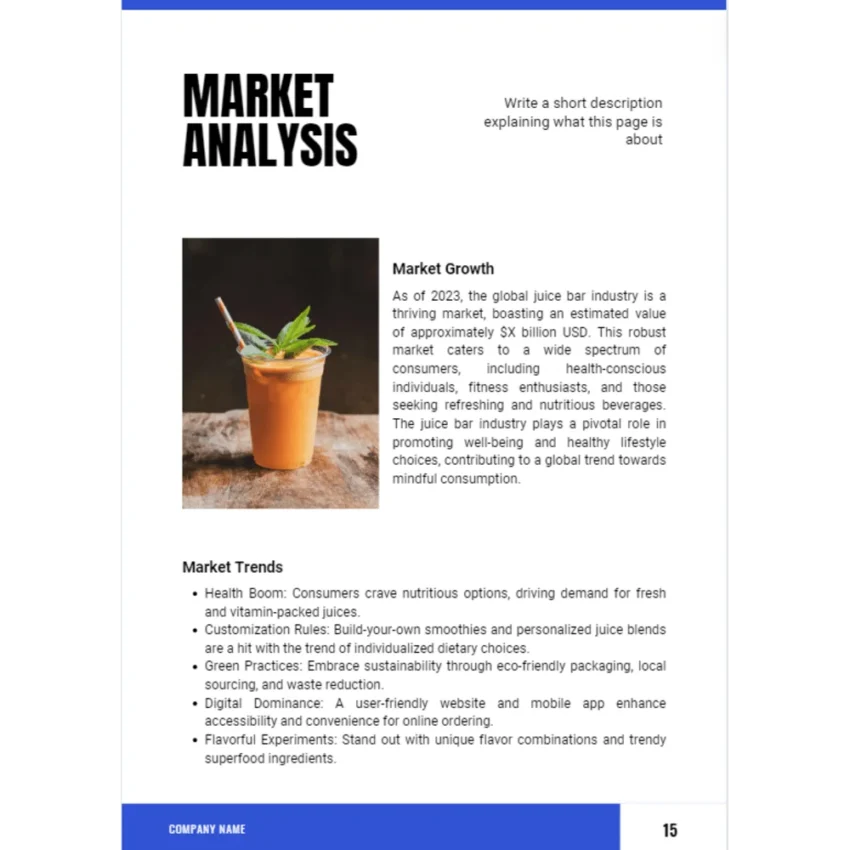 Juice Bar Business Plan - Market Analysis