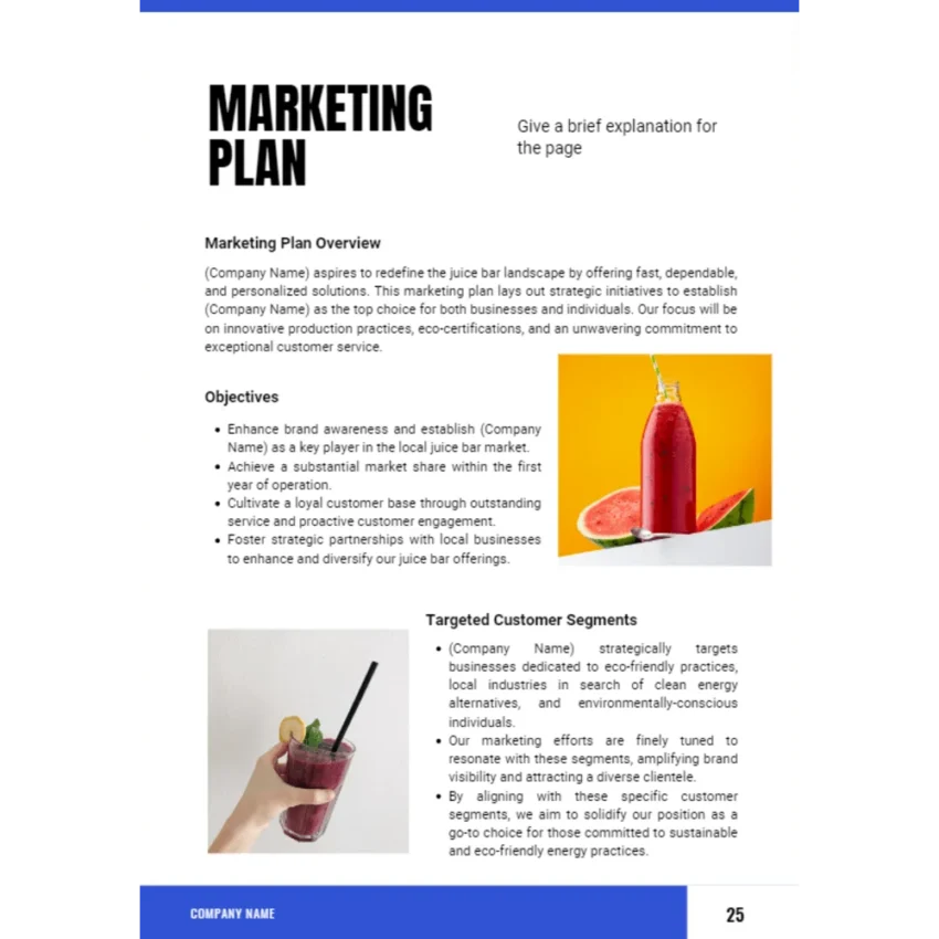 Juice Bar Business Plan - Marketing Plan