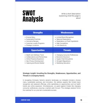 Juice Bar Business Plan - SWOT Analysis