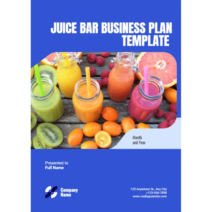 Juice Bar Business Plan - Title Page