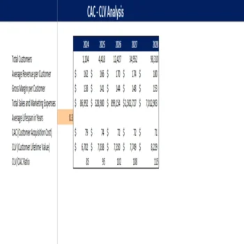 Music Festival Excel Financial Model Template-CAC CLV Analysis