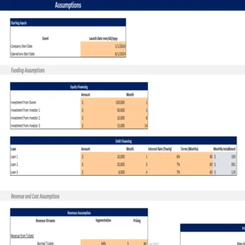 Music Festival Excel Financial Model Template-Input Sheet