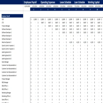 Music Festival Excel Financial Model Template-Working Sheet