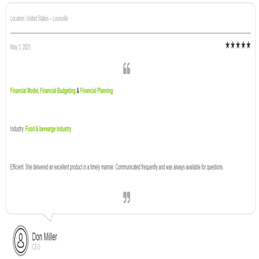 Night Club Excel Financial Model - Testimonial