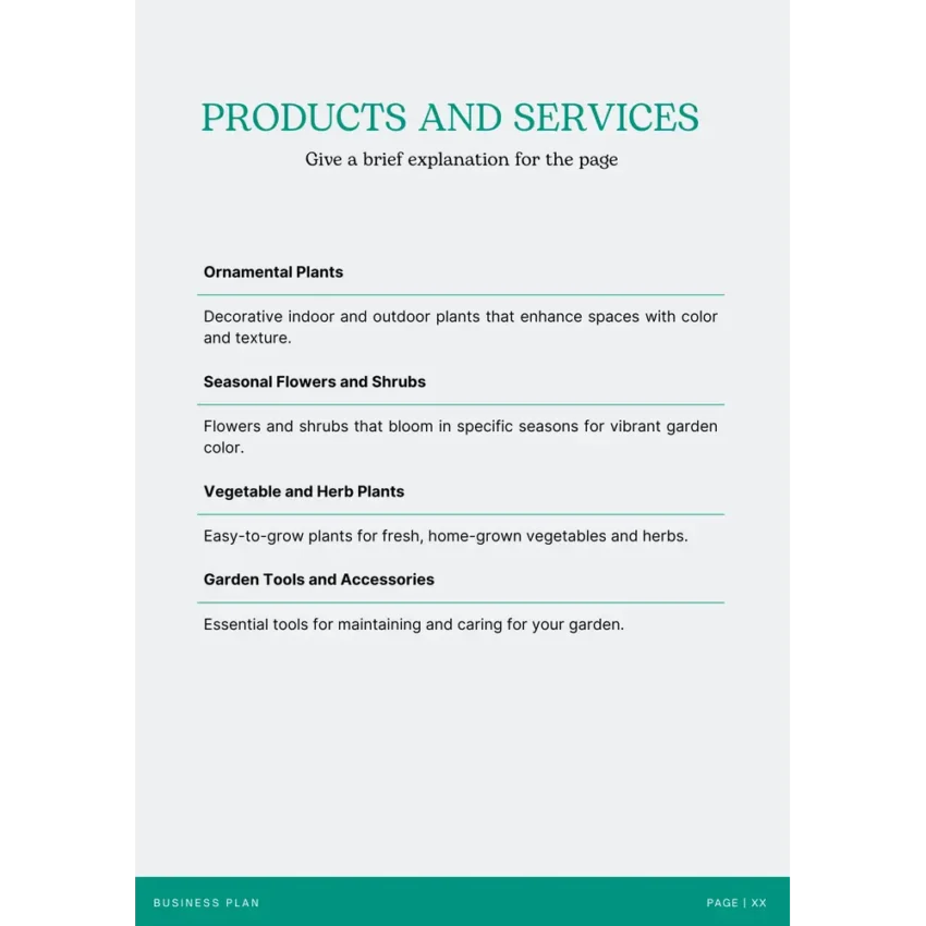 Nursery Garden Business Plan Template - Our Services