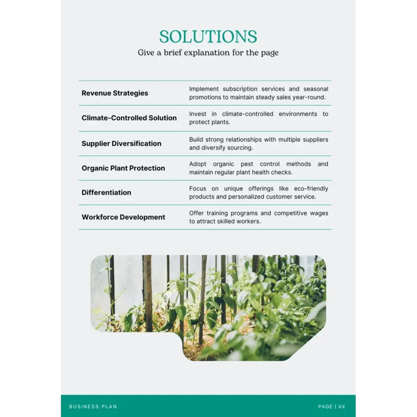 Nursery Garden Business Plan Template - Solutions