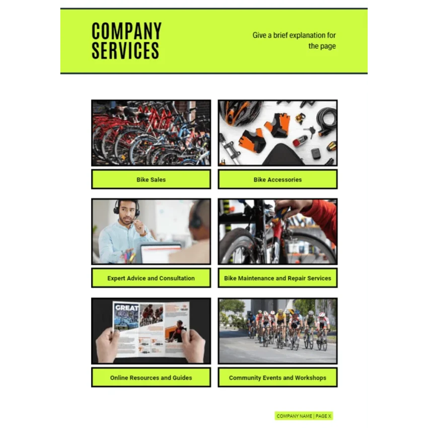 Online Bicycle Shop Business Plan - Company Services
