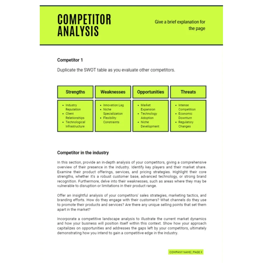 Online Bicycle Shop Business Plan - Competitor Analysis