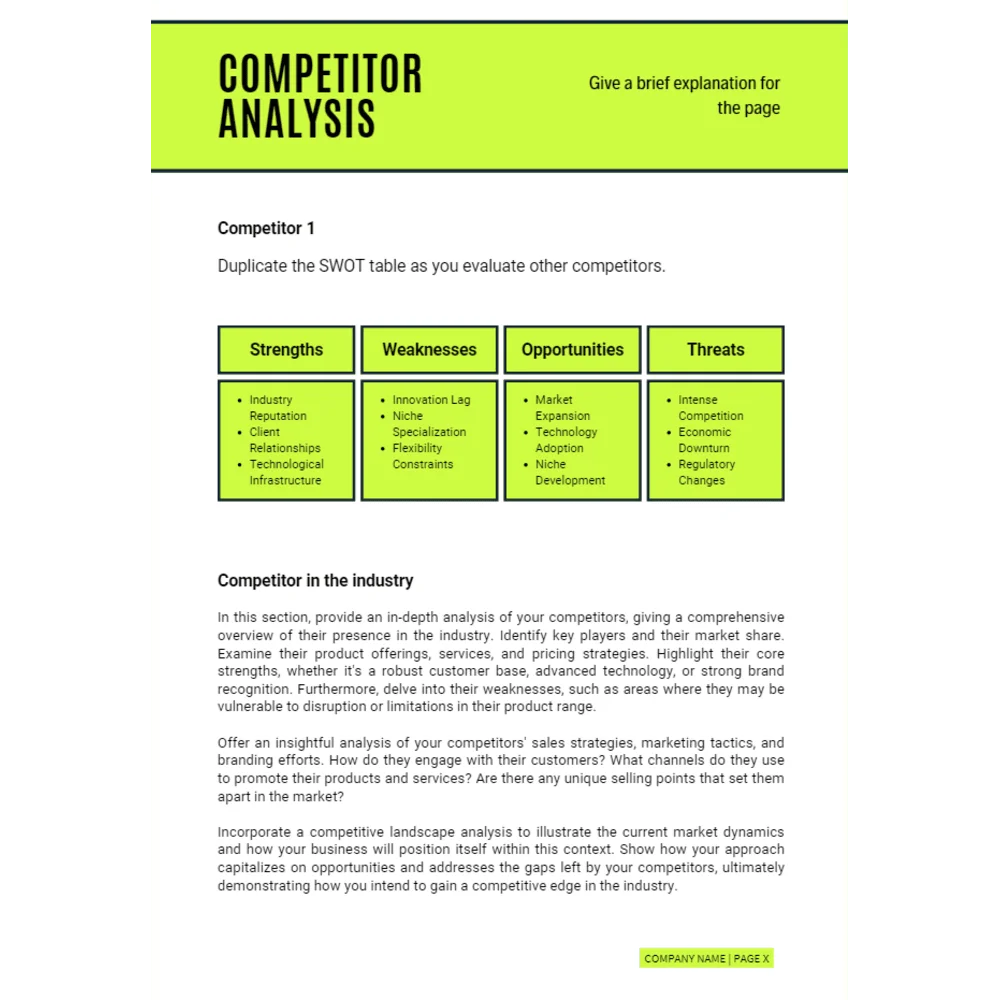 Online Bicycle Shop Business Plan - Competitor Analysis