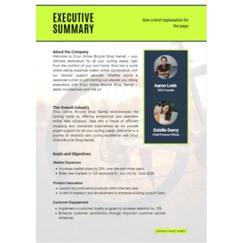 Online Bicycle Shop Business Plan - Executive Summary