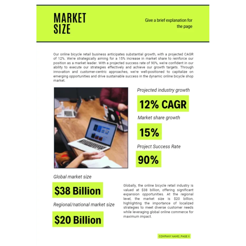 Online Bicycle Shop Business Plan - Market Size