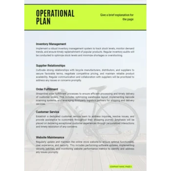 Online Bicycle Shop Business Plan - Operational Plan