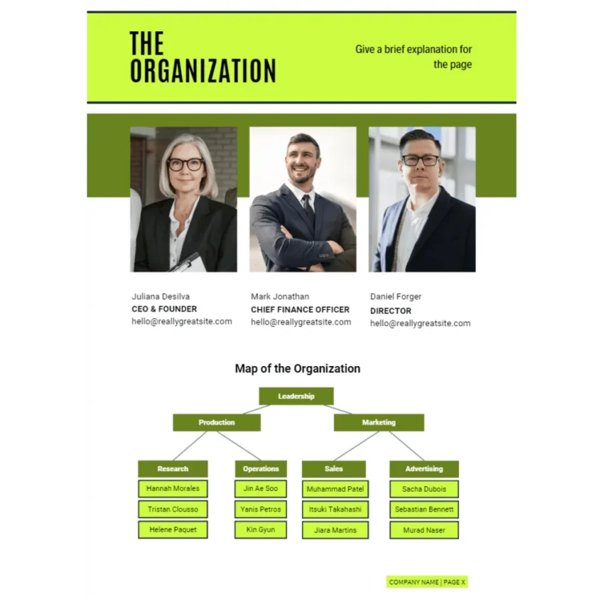 Online Bicycle Shop Business Plan Organization Structure