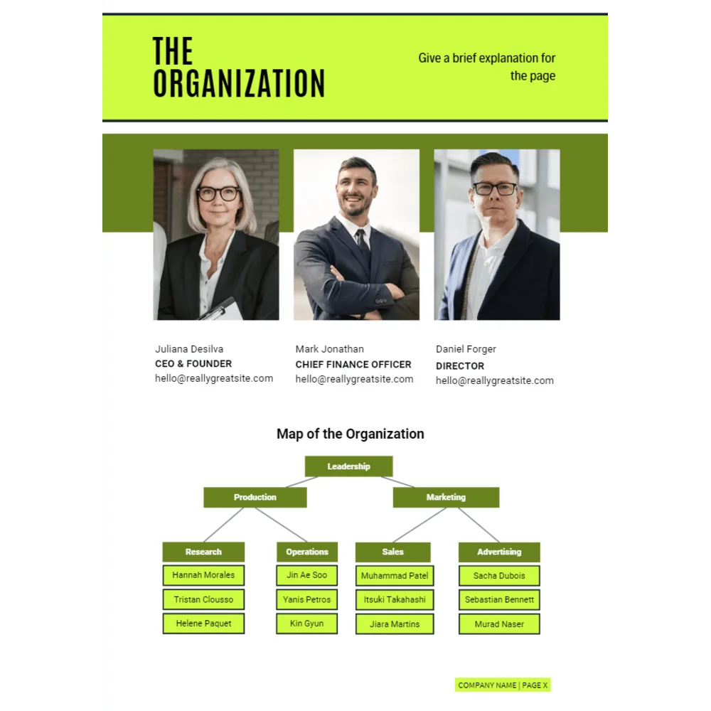 Online Bicycle Shop Business Plan Organization Structure