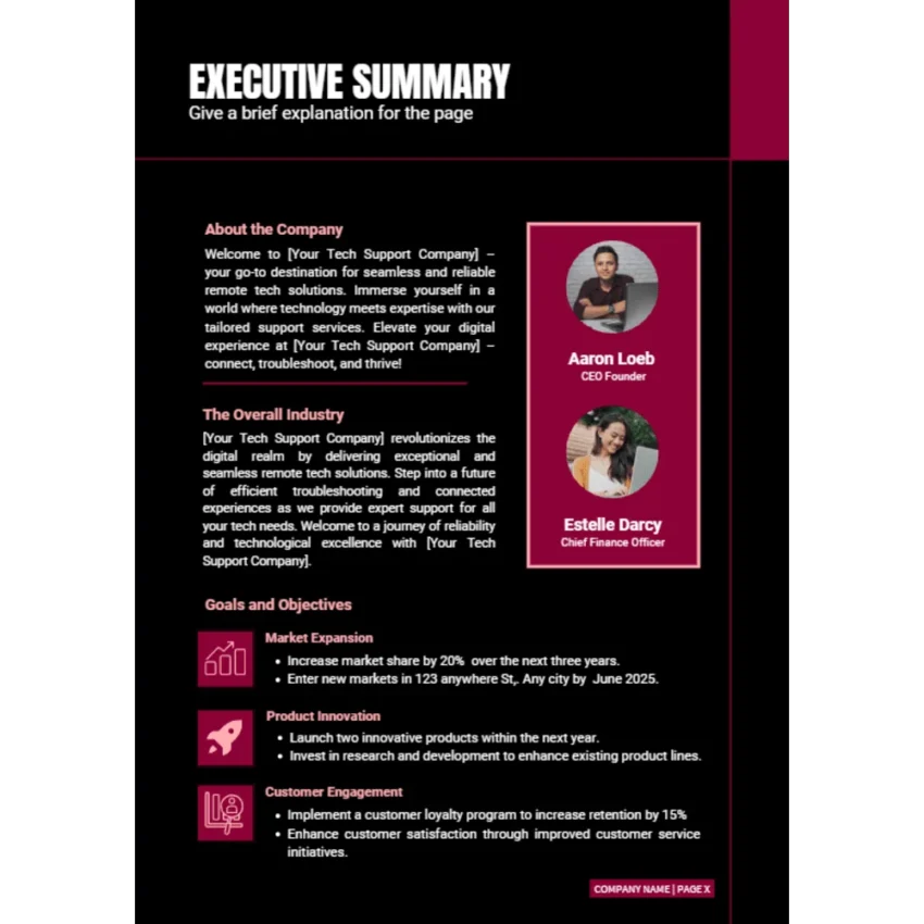 Remote Tech Support Business Plan - Executive Summary