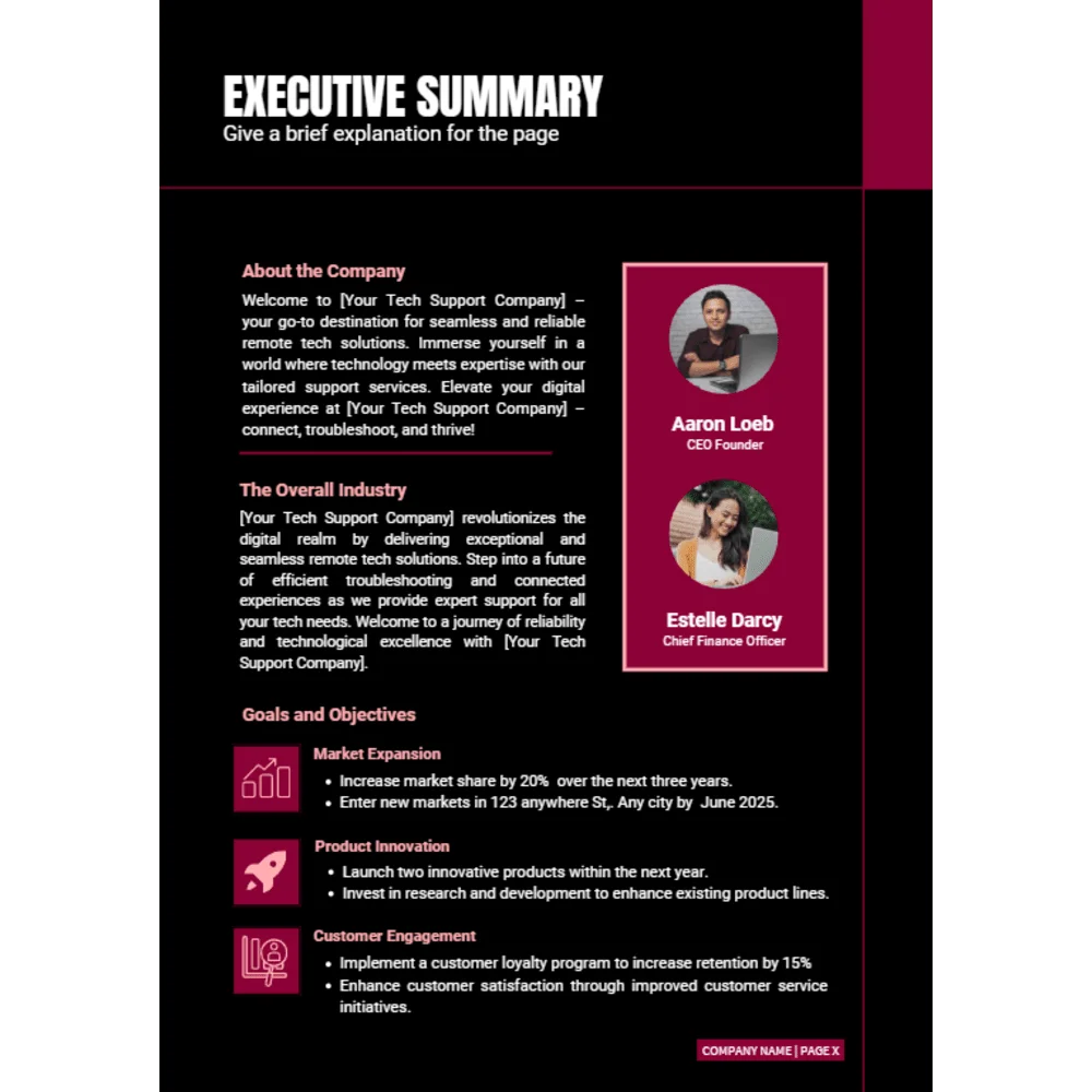 Remote Tech Support Business Plan - Executive Summary