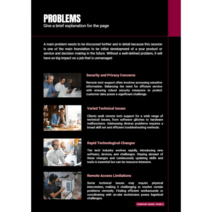 Remote Tech Support Business Plan - Problems