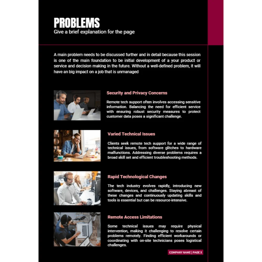 Remote Tech Support Business Plan - Problems