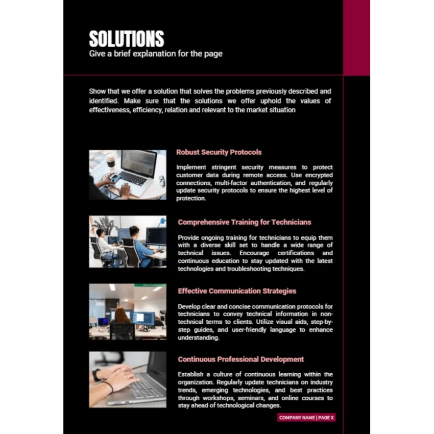 Remote Tech Support Business Plan - Solutions