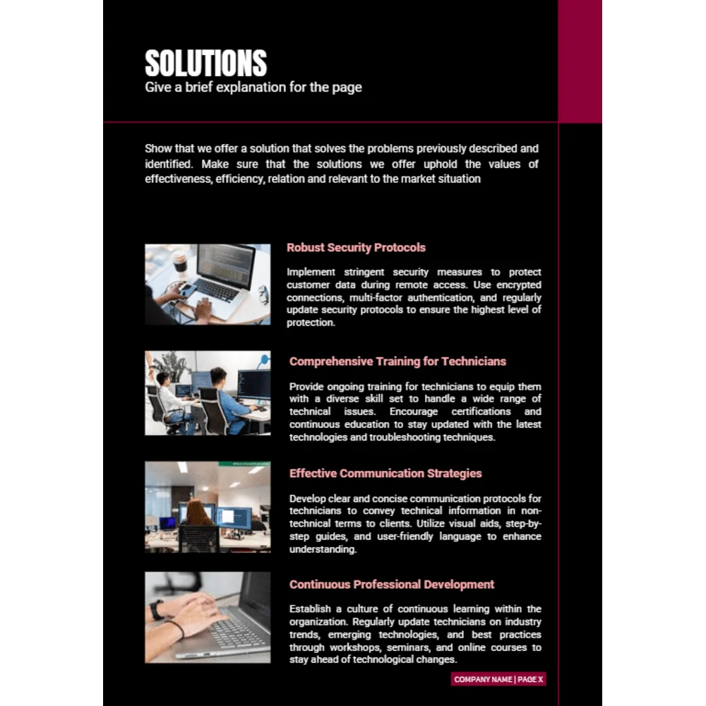 Remote Tech Support Business Plan - Solutions