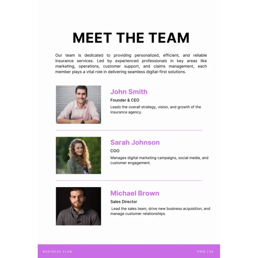 Vending Machine Business Plan Template - Meet The Team