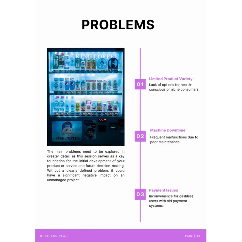 Vending Machine Business Plan Template - Problems