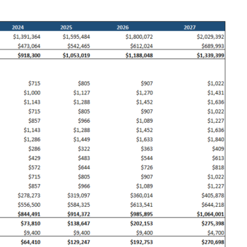 Beauty Subscription Box Excel Financial Model-Yearly Income Statement