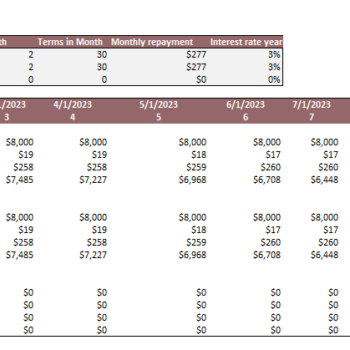 Dermatology Center Excel Financial Model Template-Loan Schedule
