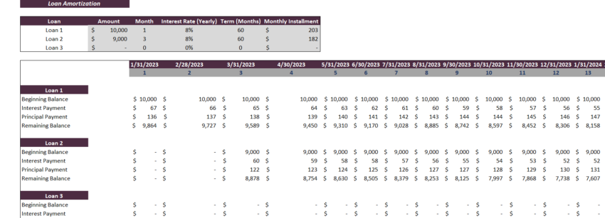 Drug Rehab Excel Financial Model Template-Loan Schedule