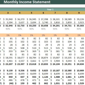 Massage Salon Excel Financial Model- Monthly P & L
