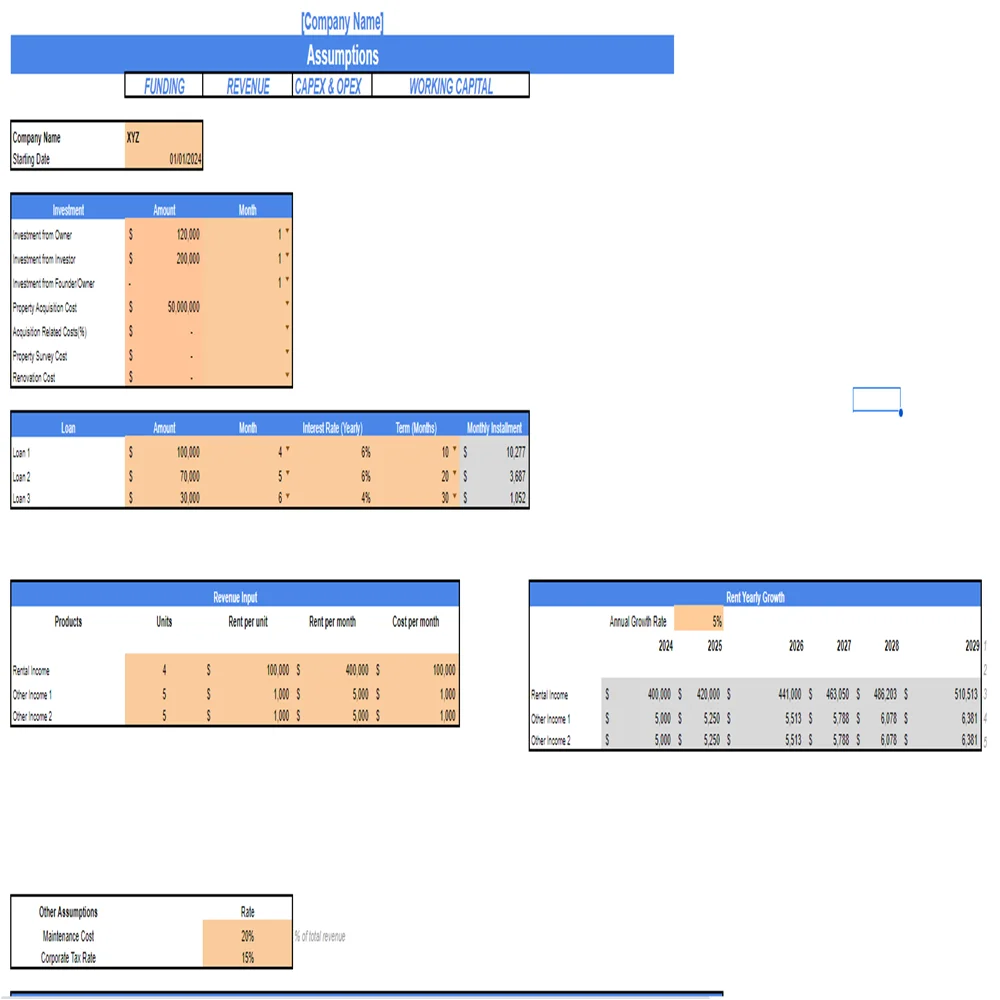 Real Estate Simple Valuation - Input Sheet