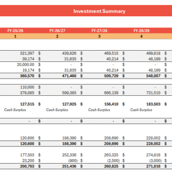 Tailor Services Financial Model - Investment Summary