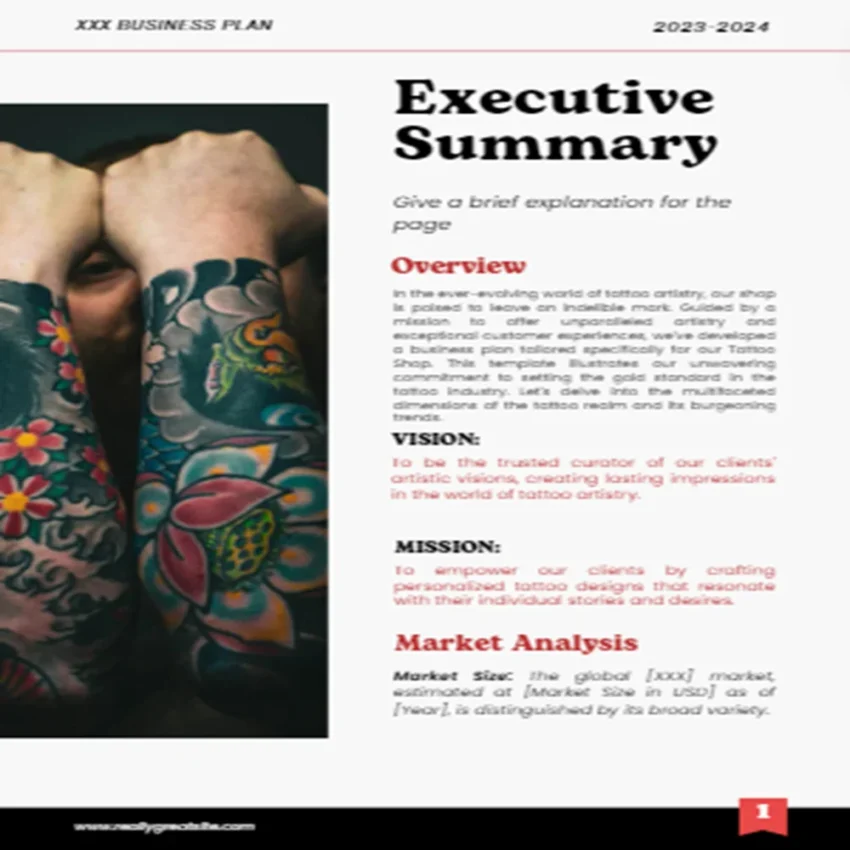 Tattoo Store Business Plan - Executive Summary